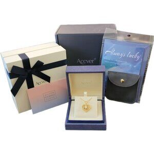 18K Gold Plated 925 Sterling Silver Rose Heart CZ Necklace NWT